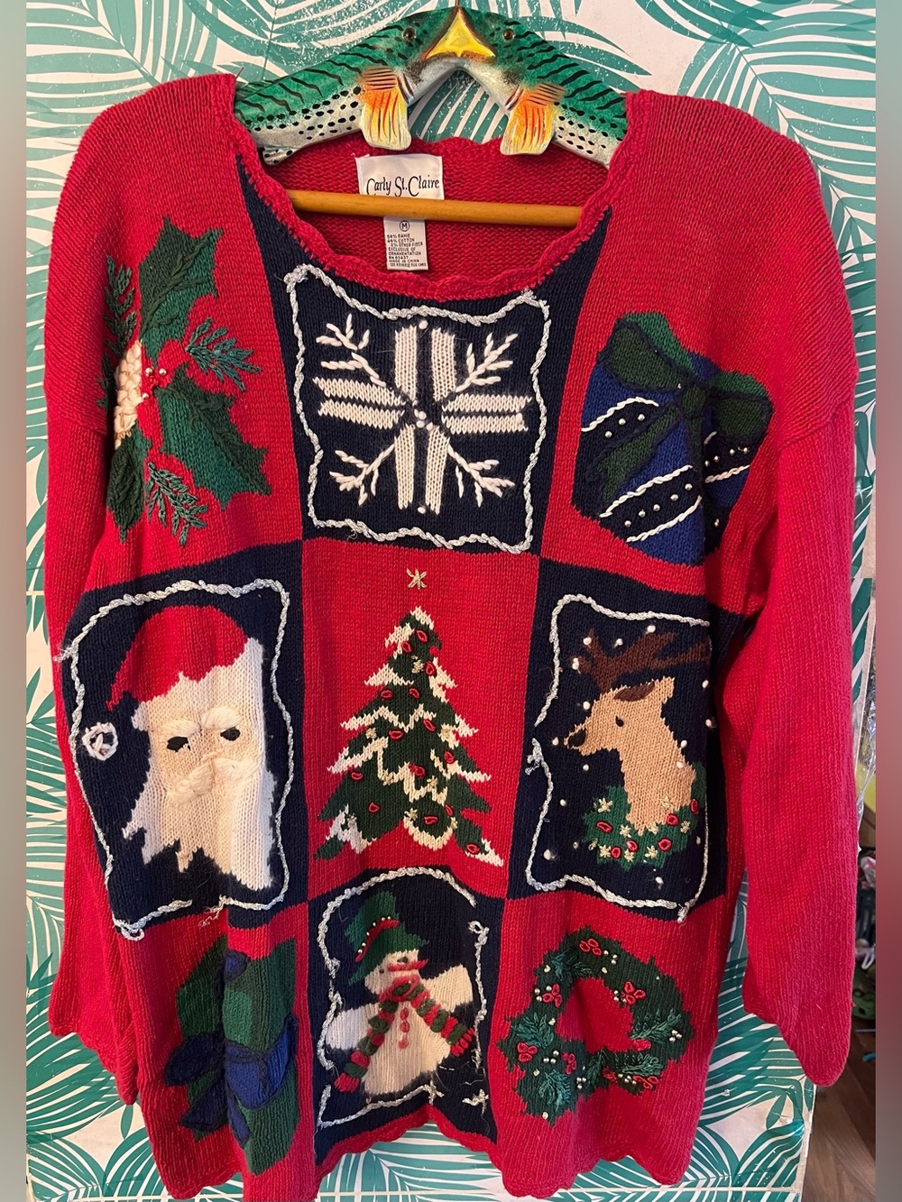Vintage 90’s Carly St. Claire Christmas Patchwork Crewneck Sweater Sz M